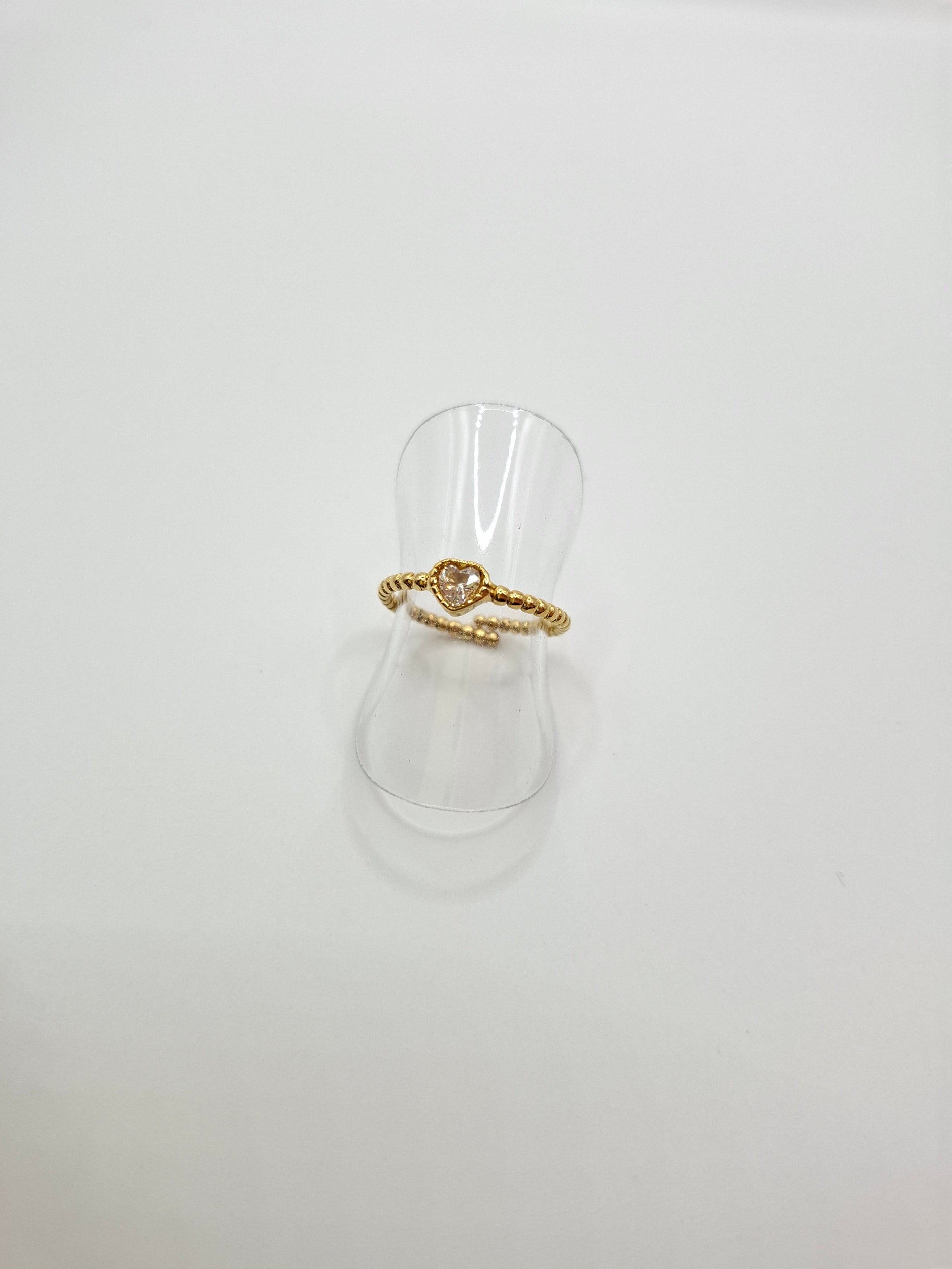 Bague coeur acier inoxydable strass femme