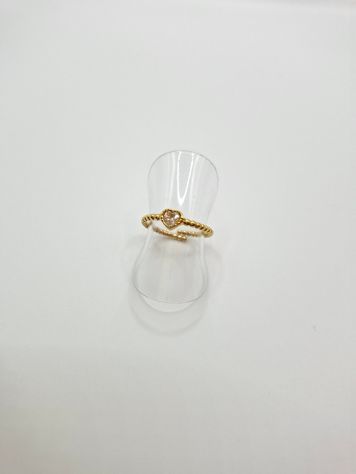 Bague coeur acier inoxydable strass femme