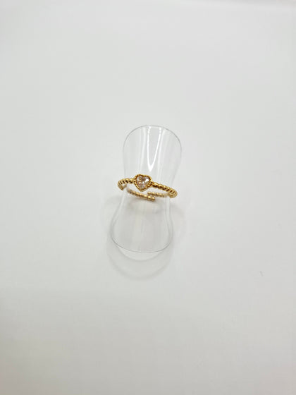 Bague coeur acier inoxydable strass femme