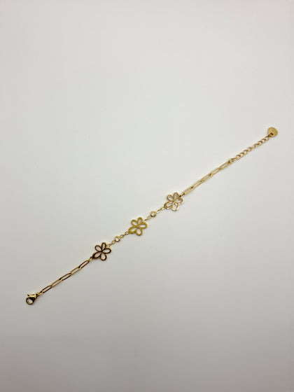 Bracelet fleur acier inoxydable strass femme