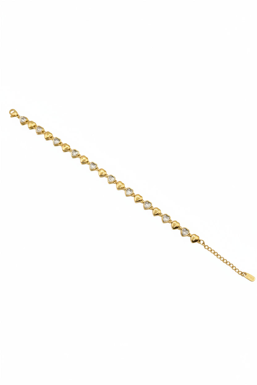 Bracelet strass en coeur acier inoxydable