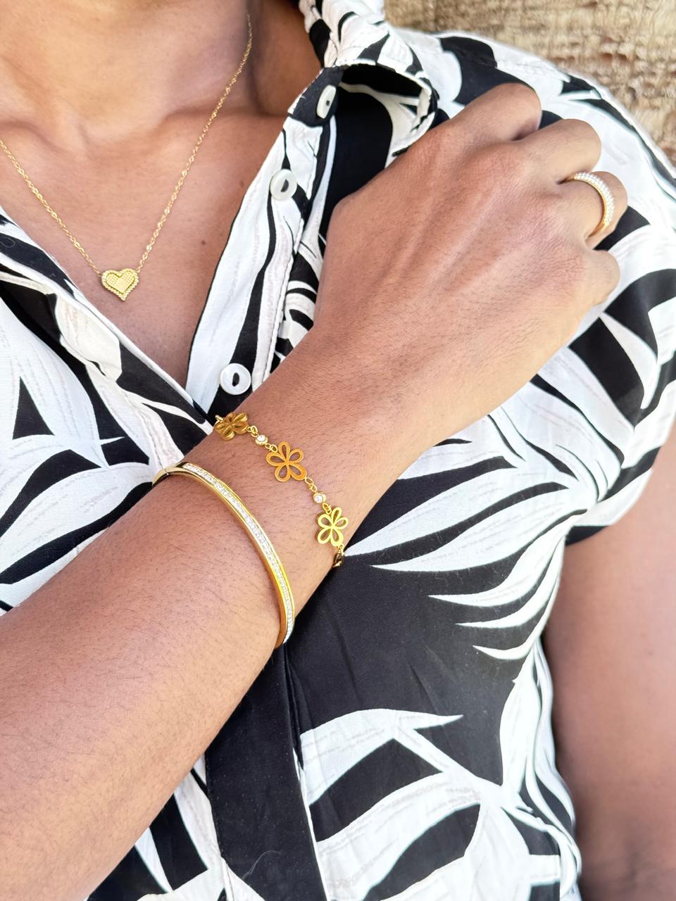 Bracelet fleurs strass