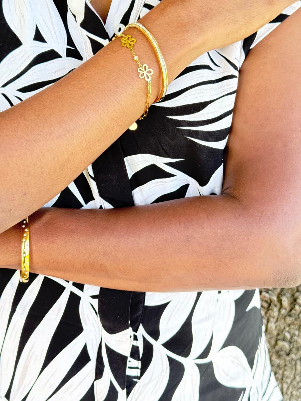 Bracelet fleurs strass