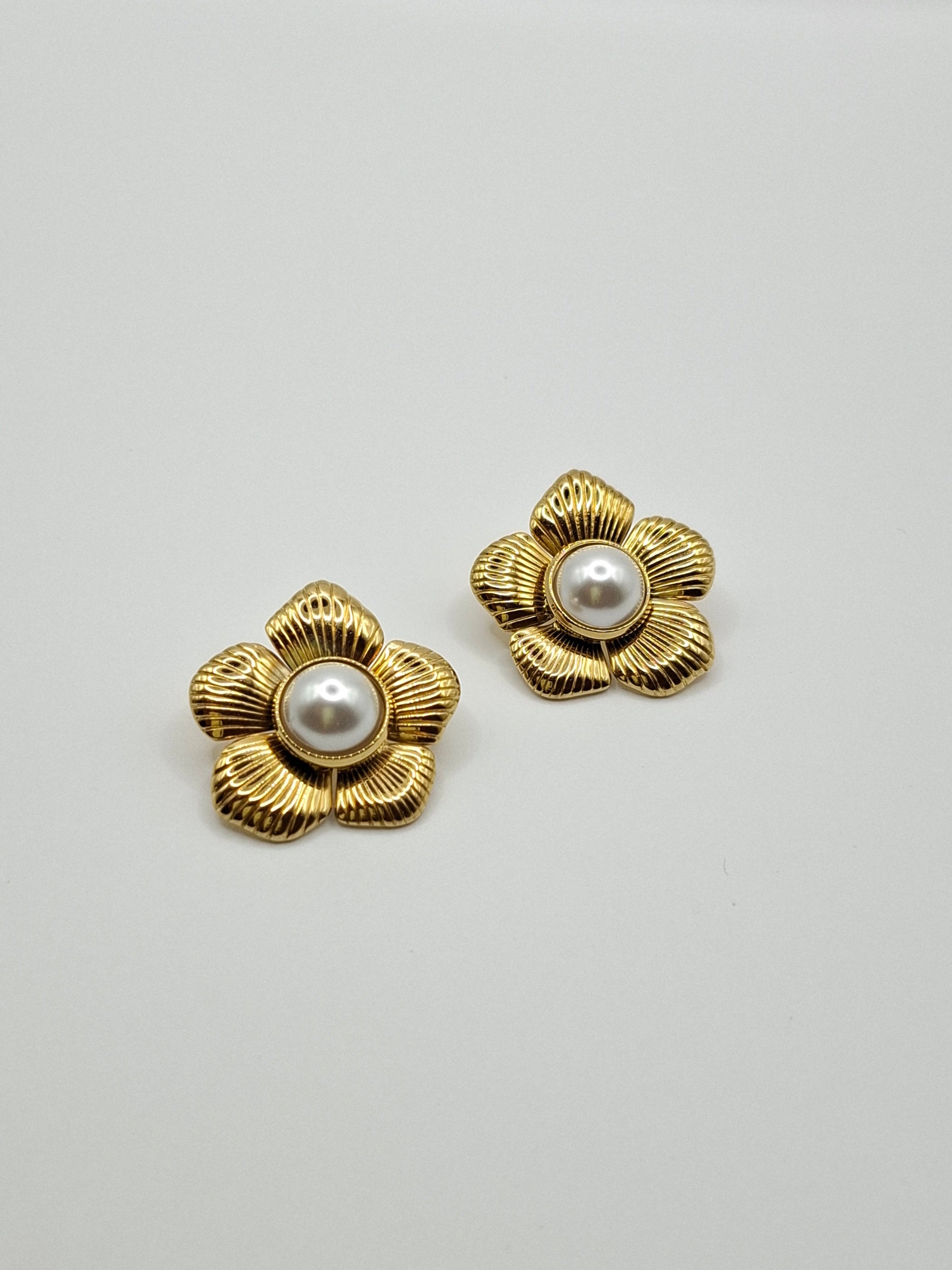 Boucles d'oreilles fleurs acier inoxydable femme 